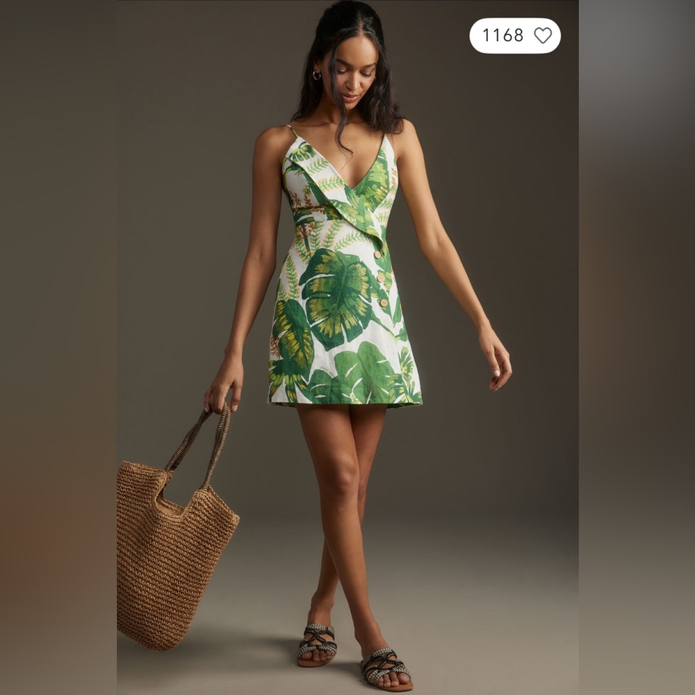 Anthropologie Farm Rio Tropical Forest Sleeveless V-Neck 
Mini Dress, XLARGE NWT - Picture 2 of 7